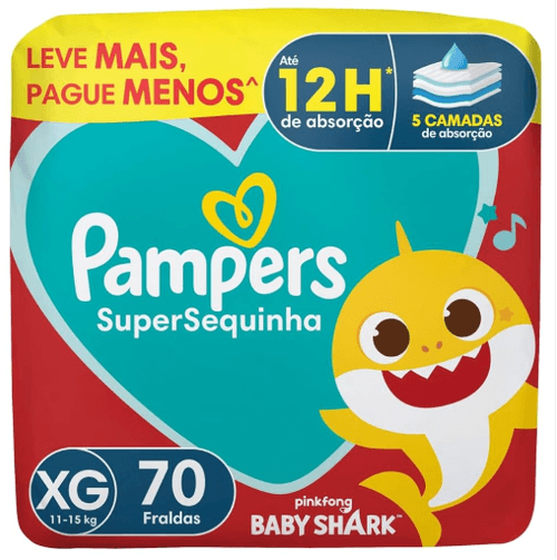 Fralda Pampers Supersequinha XG com 70 Unidades