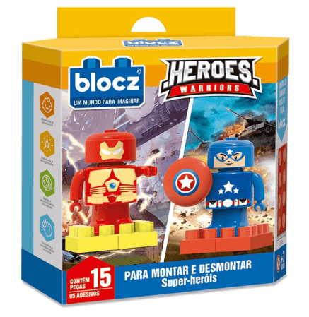 Brinquedo Dupla Bonecos IRON BLOCZ + CAPTAIN BLOCZ