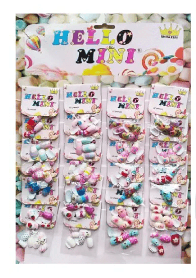 Kit Unhas Postiças Autocolantes Hello Mini - c/24 unidades