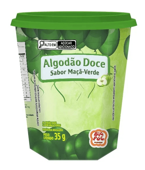 Algodão Doce Big Poc Sabor Maça Verde - 35g