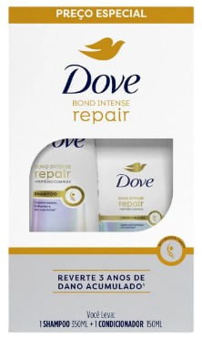 Kit Dove Bond Intense Repair Shampoo 350ml + Condicionador 150ml