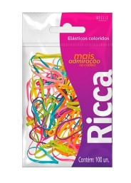 Elasticos de cabelo coloridos Ricca com 100 unidades