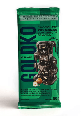 Barra de Chocolate Goldko 70% Cacau + Avelã - 20g