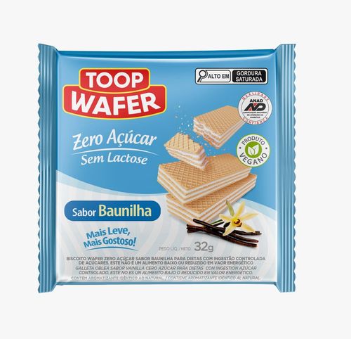 Biscoito Toop Wafer Zero Açúcar Sabor Baunilha -32g