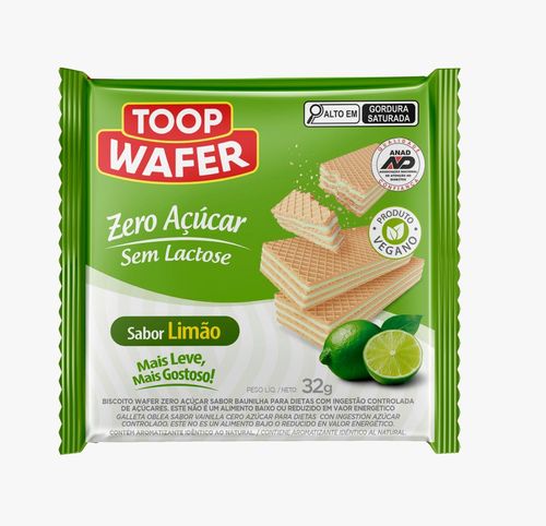 Biscoito Toop Wafer Zero Açúcar Sabor Limão - 32g