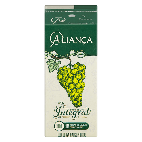 Suco de Uva Branco Integral Aliança - 200ml