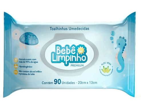 Toalha Umedecida Bebê Limpinho - 90 Unidades