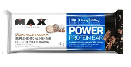 Barra de Proteina Max Titanium Sabor Bombom de Avelã Com Coco - 41g