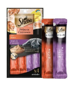 Petisco Sheba Cremoso Atum e Camarão Para Gatos - 4 Unidades