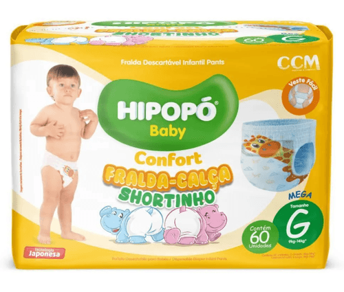 Fralda Hipopó Baby Shortinho Confort Tamanho G - 60 uni