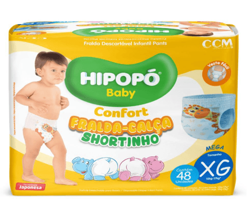 Fralda Hipopó Baby Shortinho Confort Tamanho XG - 48 uni
