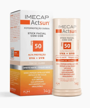 Protetor Solar Facial Stick Imecap Actsun FPS50 Tom 1 Claro - 14g