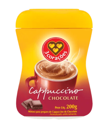 Cappuccino Solúvel Chocolate 3 Corações Pote - 200g