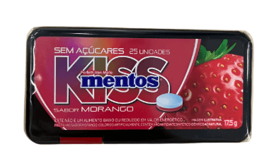 Bala Mentos Kiss Morango 17,5g