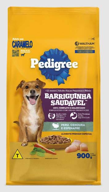 Ração Pedigree Barriguinha Saudável Adulto Peru, Cenoura e Espinafre - 900g