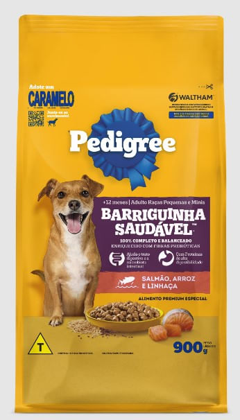 Ração Pedigree Barriguinha Saudável Adulto Salmão, Arroz e Linhaça - 900g