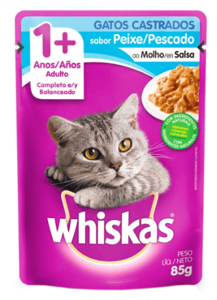 Ração Úmida Whiskas Sachê Gato Castrado Sabor Peixe - 85g