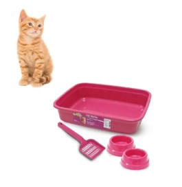 Kit Gato Tradicional Rosa Power Pets 4 Peças