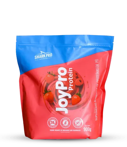 Whey Protein Joypro Shark Pouch Iogurte de Morango com Framboesa 900g