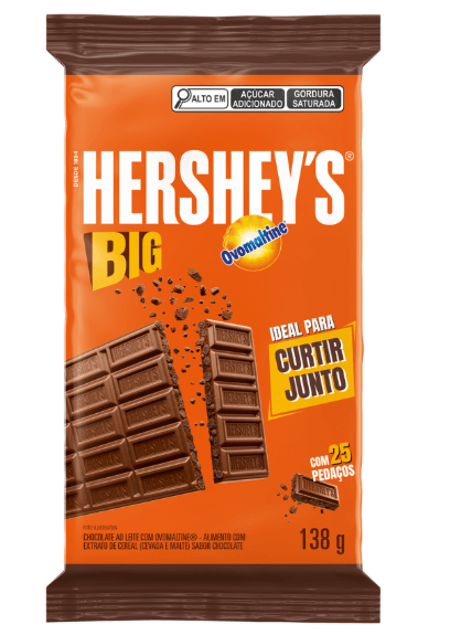 Barra de Chocolate ao Leite com Ovomaltine Big Hershey's - 138g