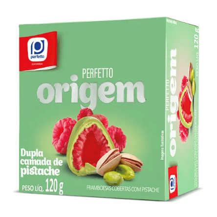Perfetto Origem Framboesa Coberta de Chocolate Sabor Pistache - 120g