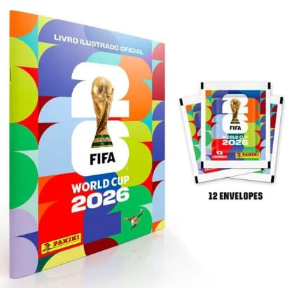 Kit Álbum com 12 Envelopes de Figurinhas Copa do Mundo FIFA 2026