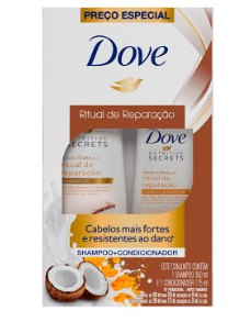 Kit Dove Shampoo 350ml + Condicionador 175ml - Ritual de Reparação Óleo de Coco e Cúrcuma