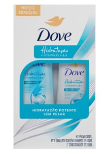 Kit Shampo Dove 400ml + Condicionador 200ml - Hidratação Vitaminas A/E