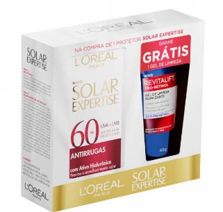 Kit Protetor Solar Facial L'Oréal Paris Solar Expertise com Ácido Hialurônico 40g + Gel de Limpeza 40g