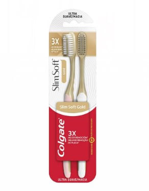 Escova Dental Colgate Slim Soft Gold Macia C/2 unidades