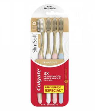 Escova Dental Colgate Slim Soft Gold C/4 unidades