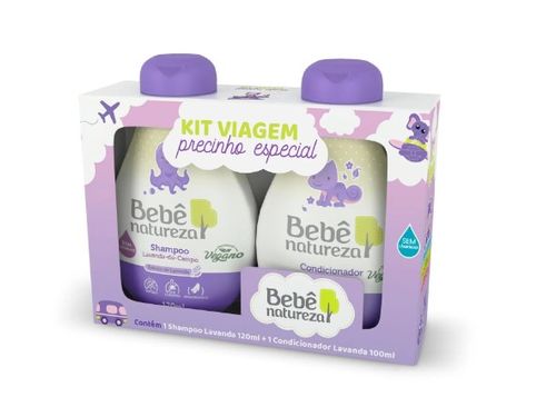 Kit Viagem Bebê Natureza Lavanda Shampoo 120ml + Condicionador 100ml