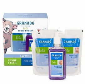 Kit Banho Bebê Sabonete Líquido Lavanda + 2 Refil