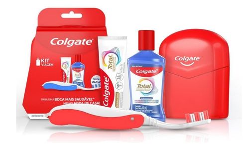 Kit Estojo + Creme Dental Anticárie Mint 30g + Enxaguante Bucal Antibac Clean Mint 60ml + Escova Den
