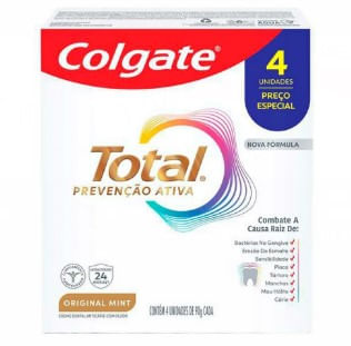 Creme Dental Colgate Original Mint Prevenção Ativa C/4 Unidades - 90g