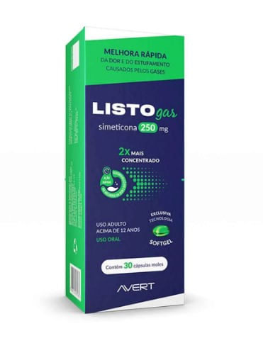 Listogas 125mg com 30 cápsulas