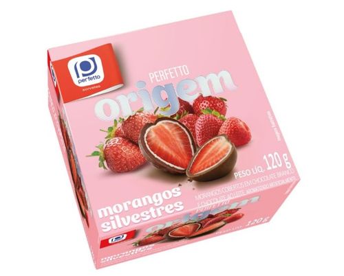 Perfetto Origem Morango c/ Cobertura Chocolate Branco ao Leite - 120g