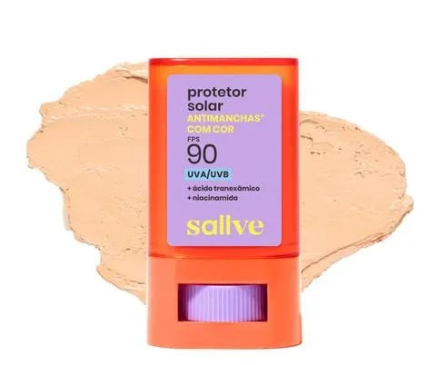 Protetor Solar Facial em Bastão Sallve com Cor 3 FPS 90 15g