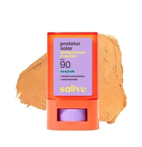Protetor Solar Facial Sallve Bastão Cor4 Fps90 - 15g