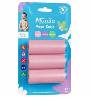 Puxa Saco Munila com 3 Refis Rosa