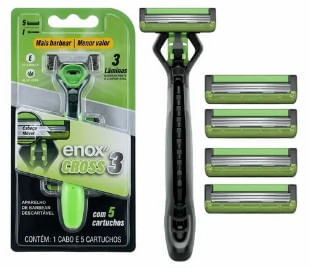 Aparelho de Barbear Enox Cross c/3 Lâminas + 5 Cargas