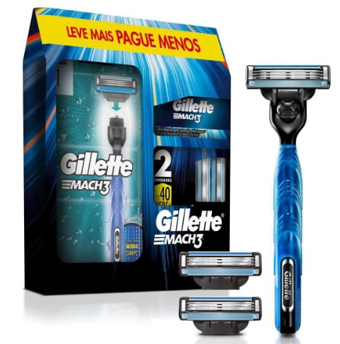 Kit Gillette March3 Acqua Grip 1 Aparelho + 3 Cargas