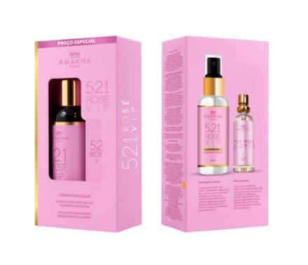 Kit Amakha Vip Rose Body Splash 100ml + Perfume 15ml