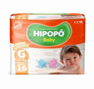 Fralda Hipopó Baby Jumbinho G -16 Unidades