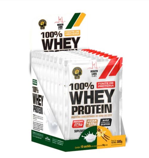 Whey Protein 100% Health Labs Baunilha e Leite Ninho Sachê