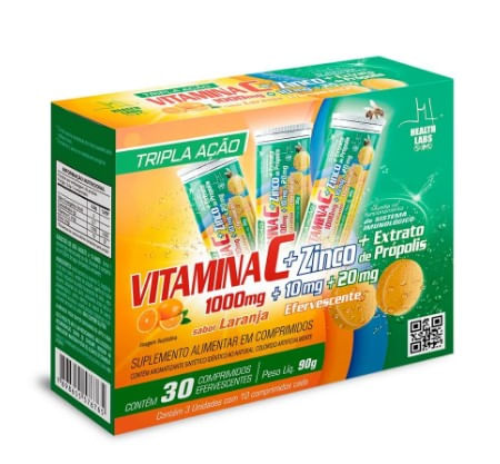 Vitamina C + Zinco e Própolis Health Labs 30 Comprimidos