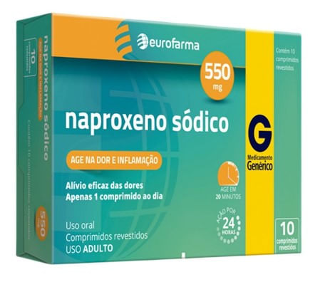 Naproxeno 550mg com 10 Comprimidos - Eurofarma Generico