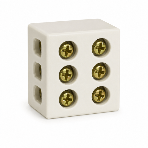 Conector de Porcelana p/ Chuveiro 10mm 2P + T