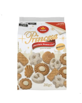 Biscoito Princesa Chocolate Branco e Coco 200g