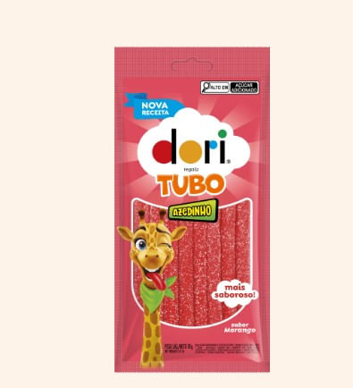 Bala Dori Regaliz Tubo Ácido Morango - 70g